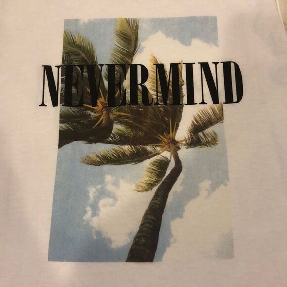 Chrldr “Nevermind” w. Palm Tree White Tank Top - Size S - Picture 2 of 7